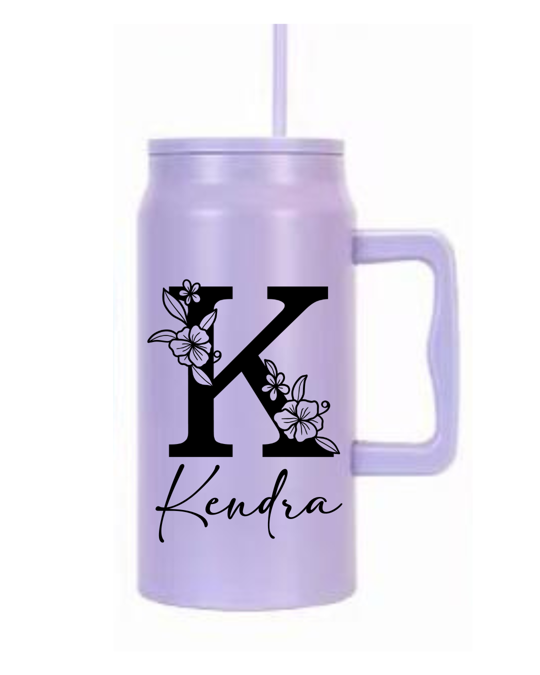 50oz Tumbler with Handle and Plastic Straw