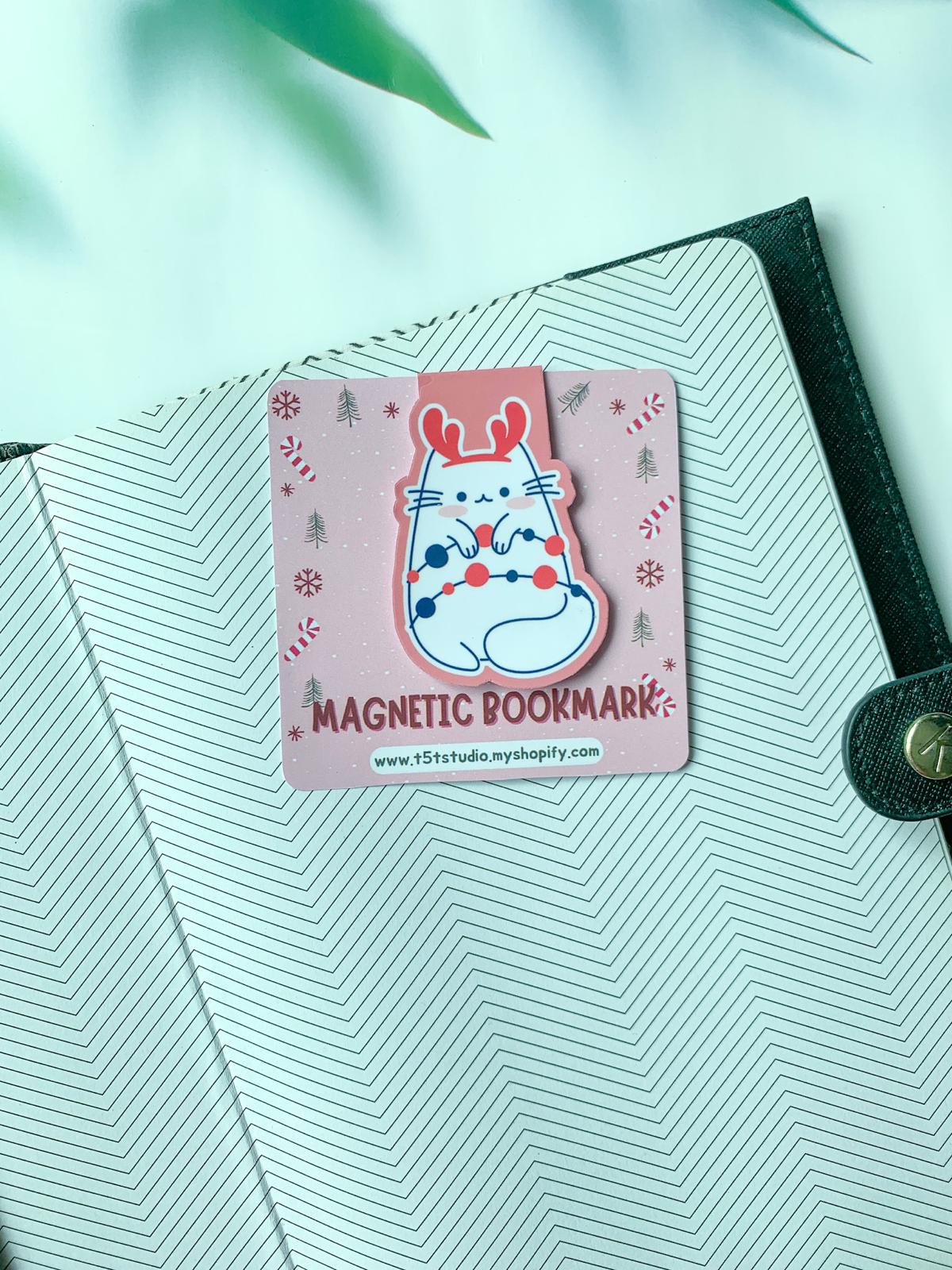 Reindeer Cat Magnetic Bookmark