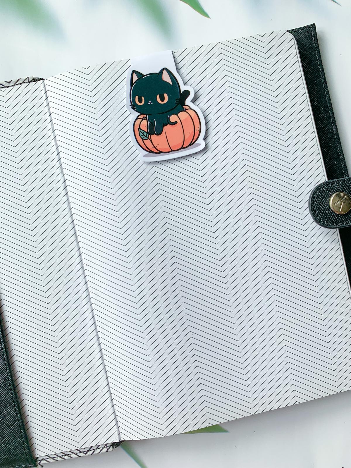 Pumpkin Cat Magnetic Bookmark