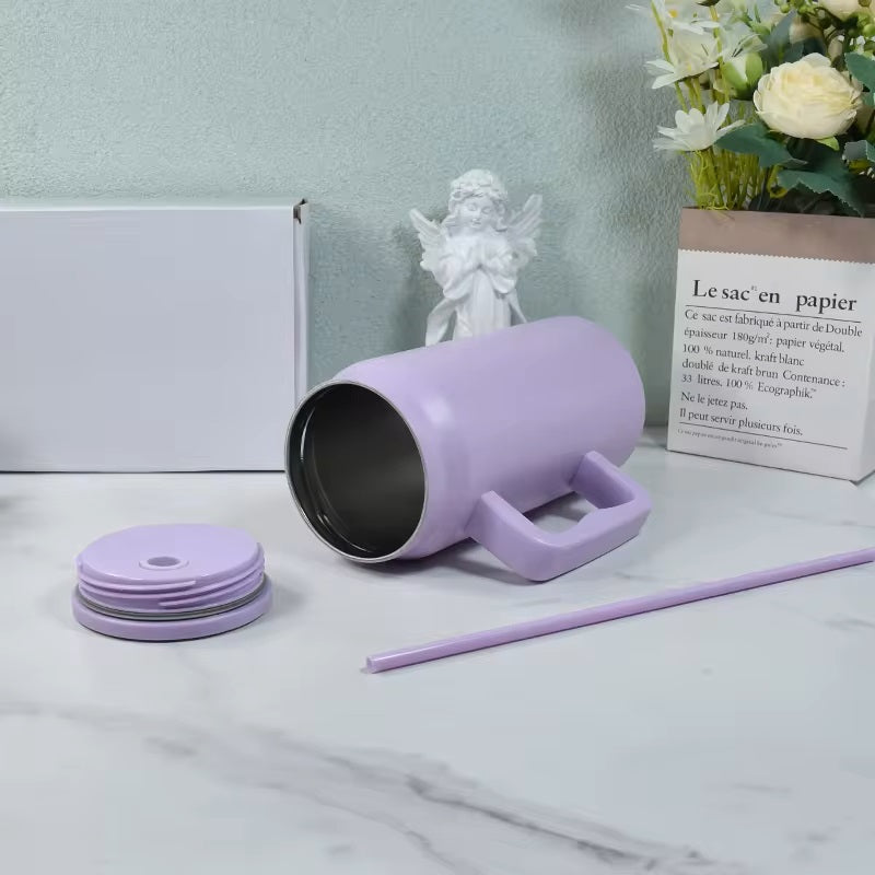 50oz Tumbler with Handle and Plastic Straw
