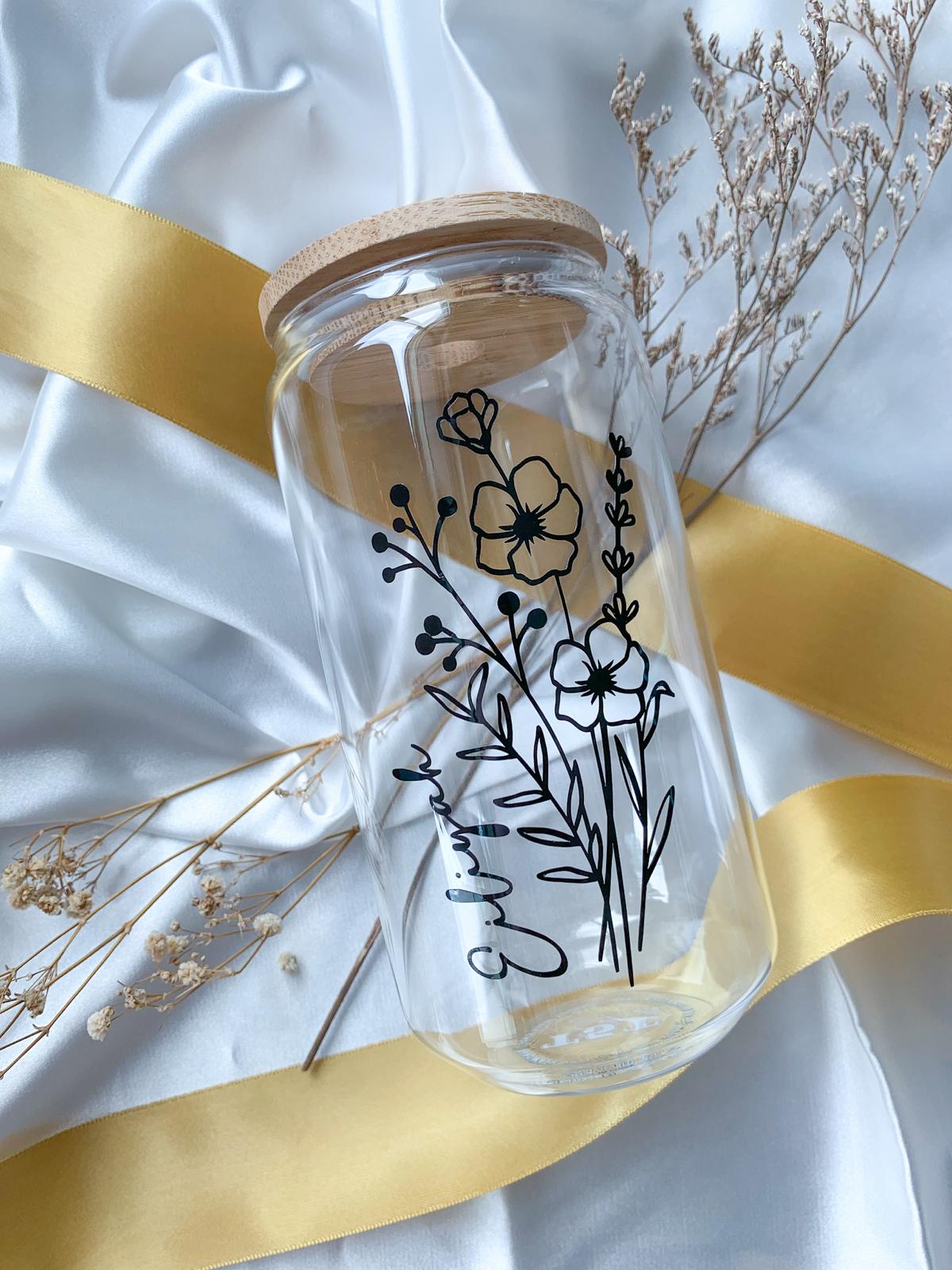 Floral Design - Transparent Glass Cup
