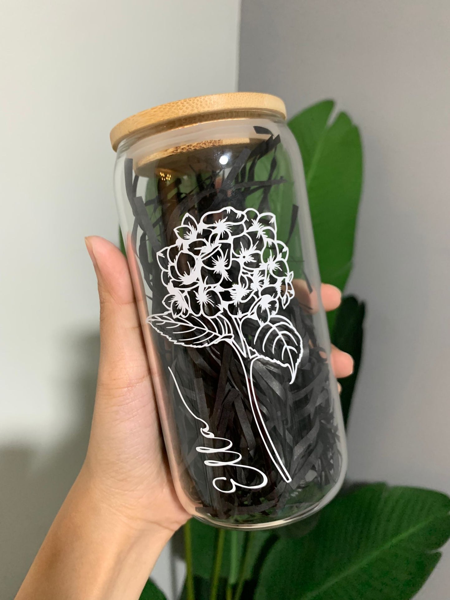 Floral Design - Transparent Glass Cup