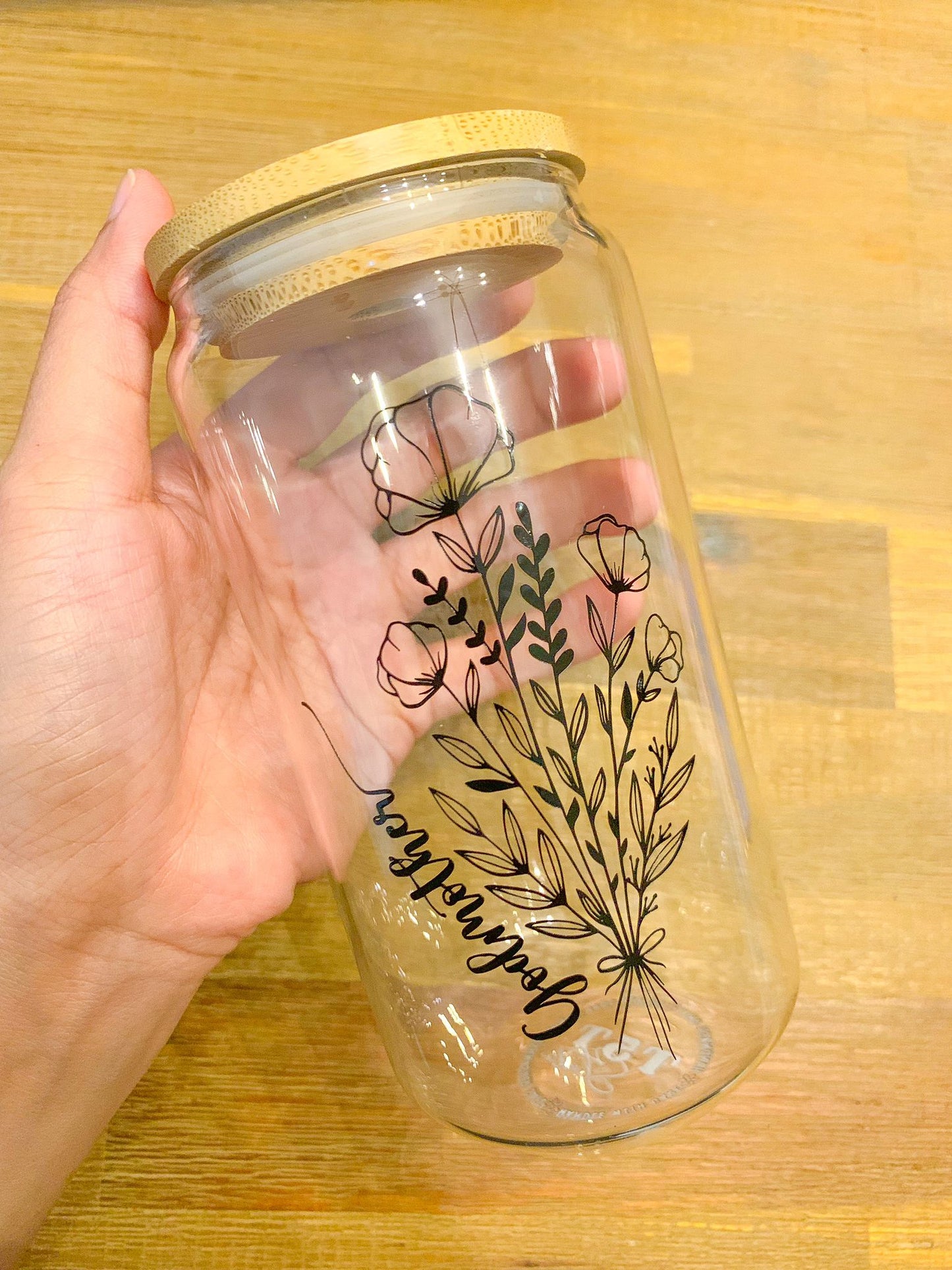 Floral Design - Transparent Glass Cup