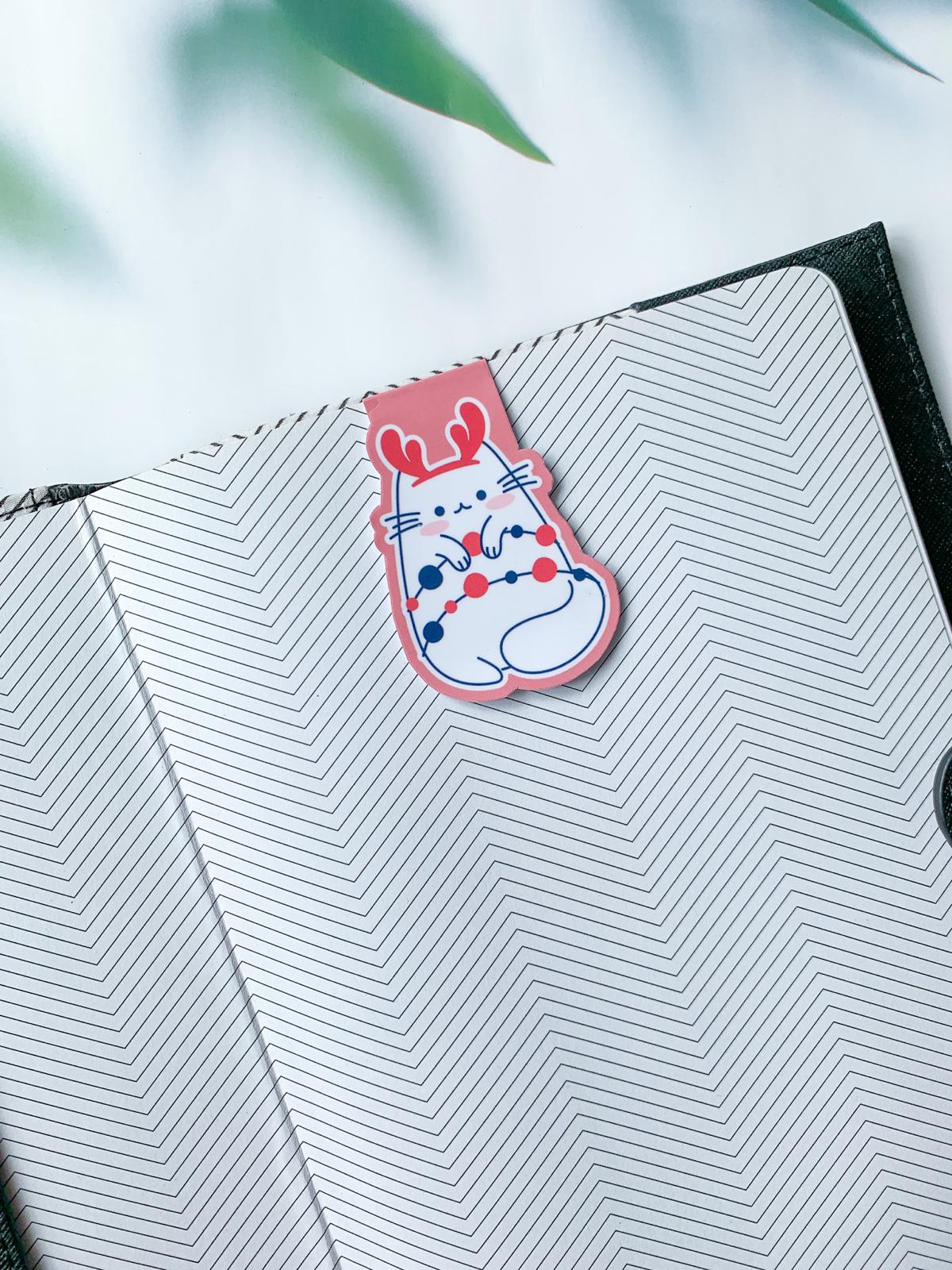 Reindeer Cat Magnetic Bookmark