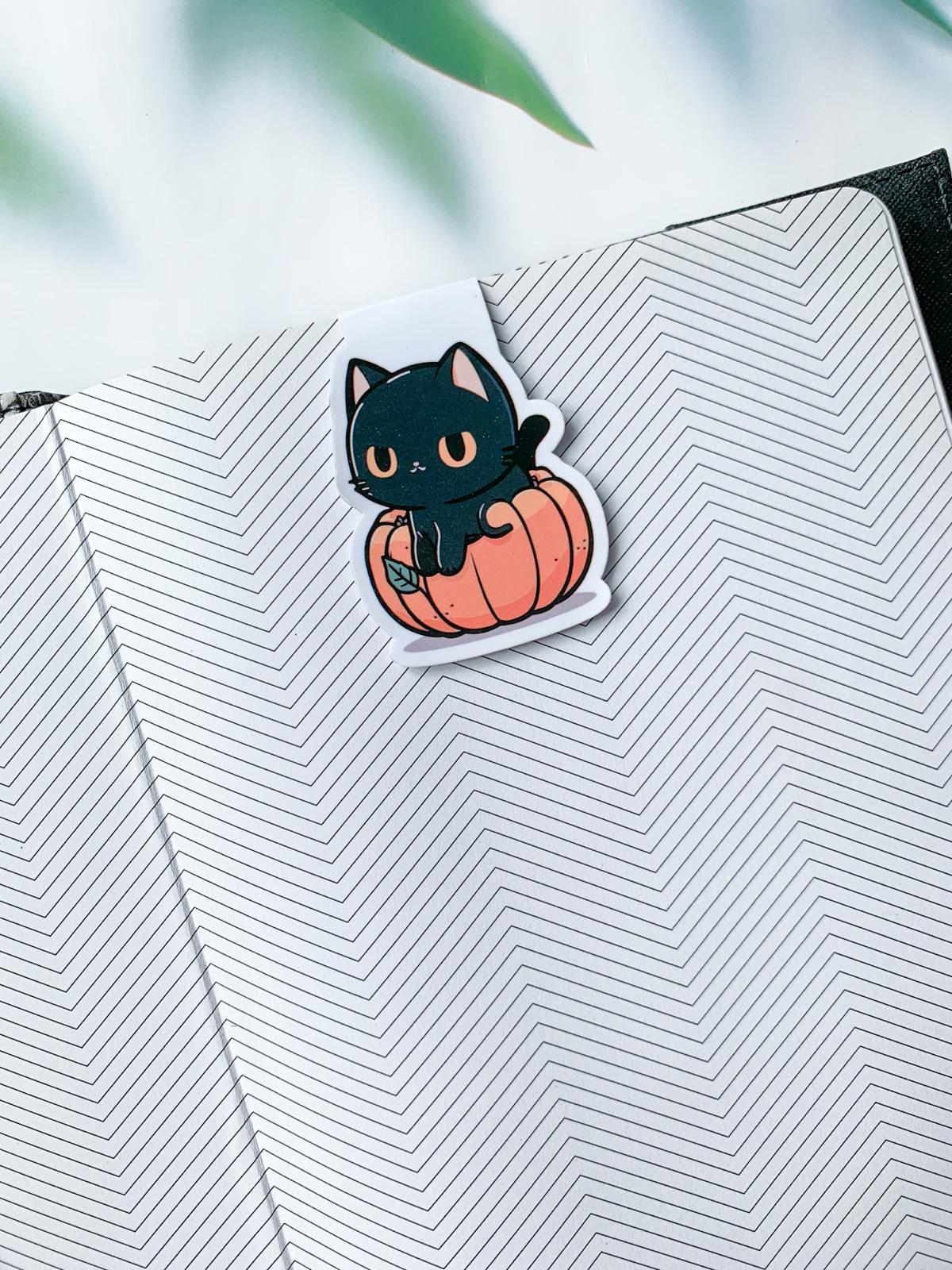 Pumpkin Cat Magnetic Bookmark