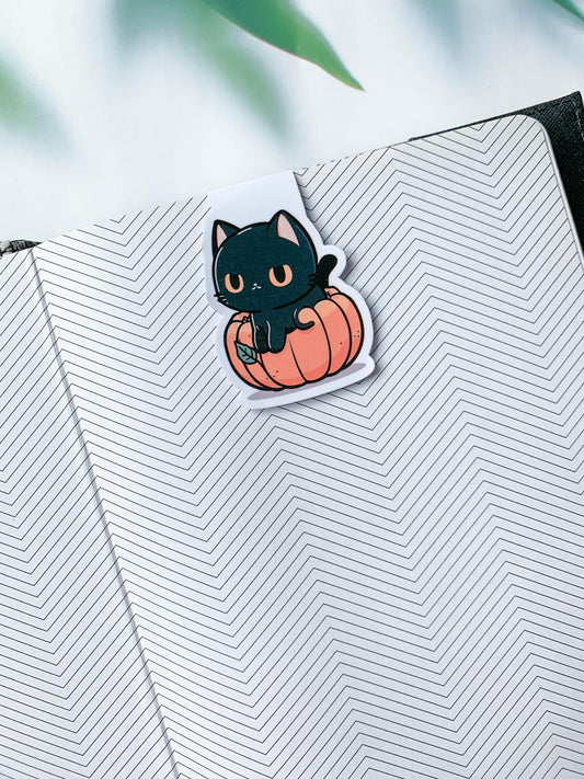 Pumpkin Cat Magnetic Bookmark