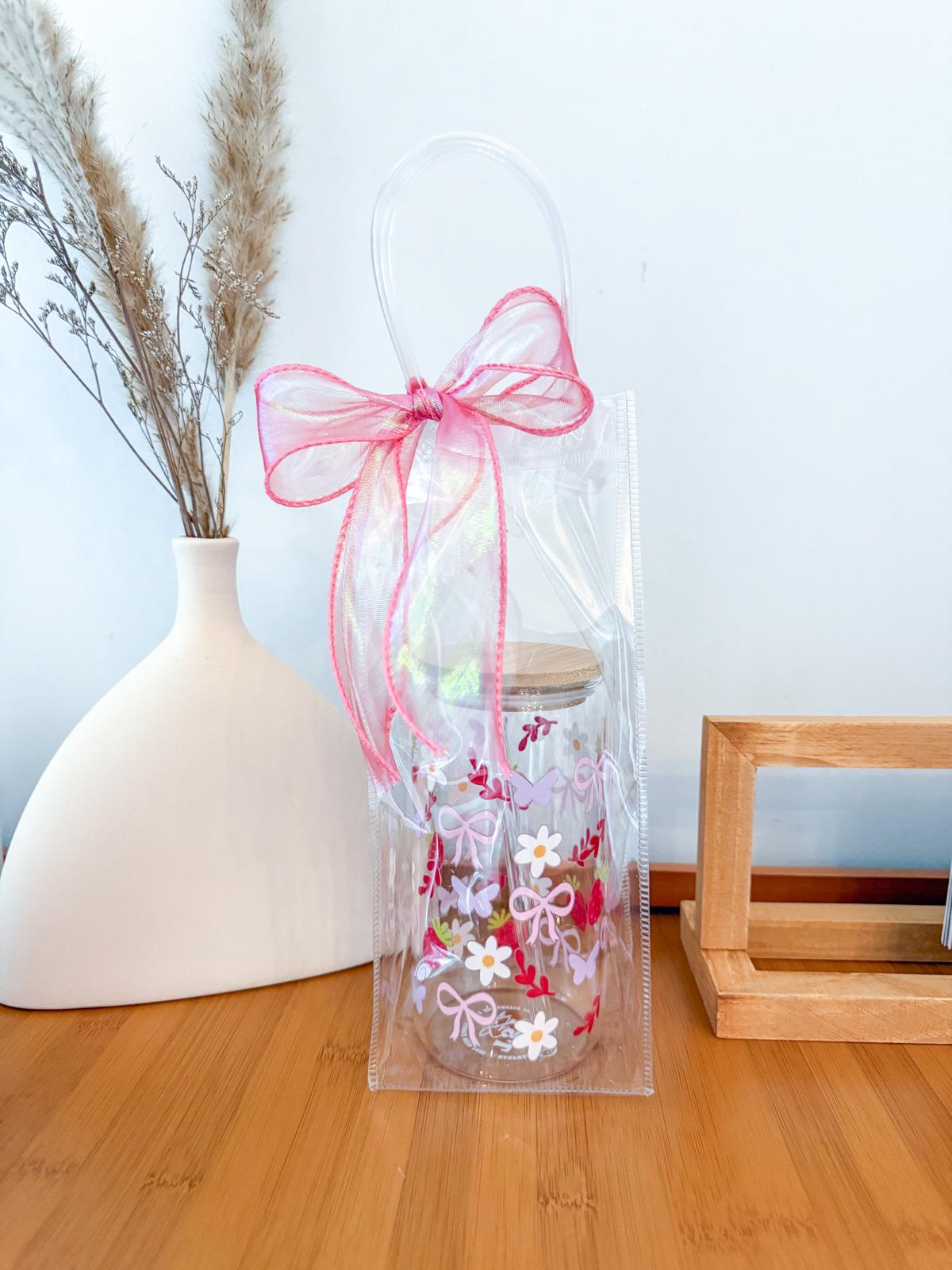 Floral Design - Transparent Glass Cup