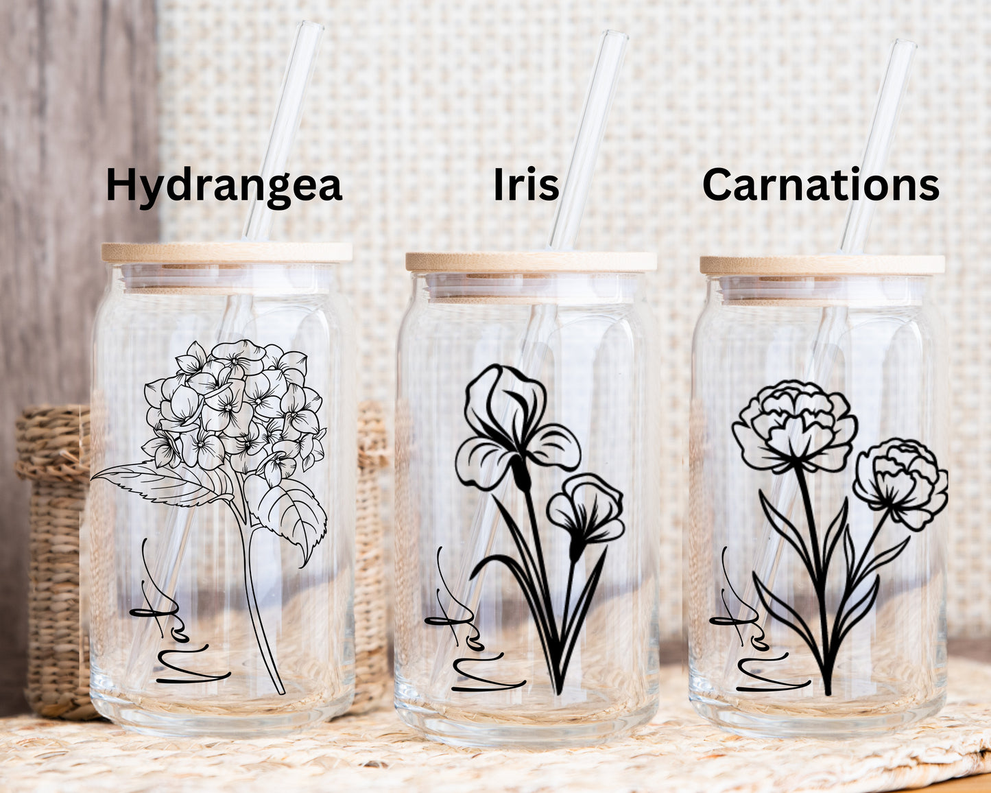Floral Design - Transparent Glass Cup