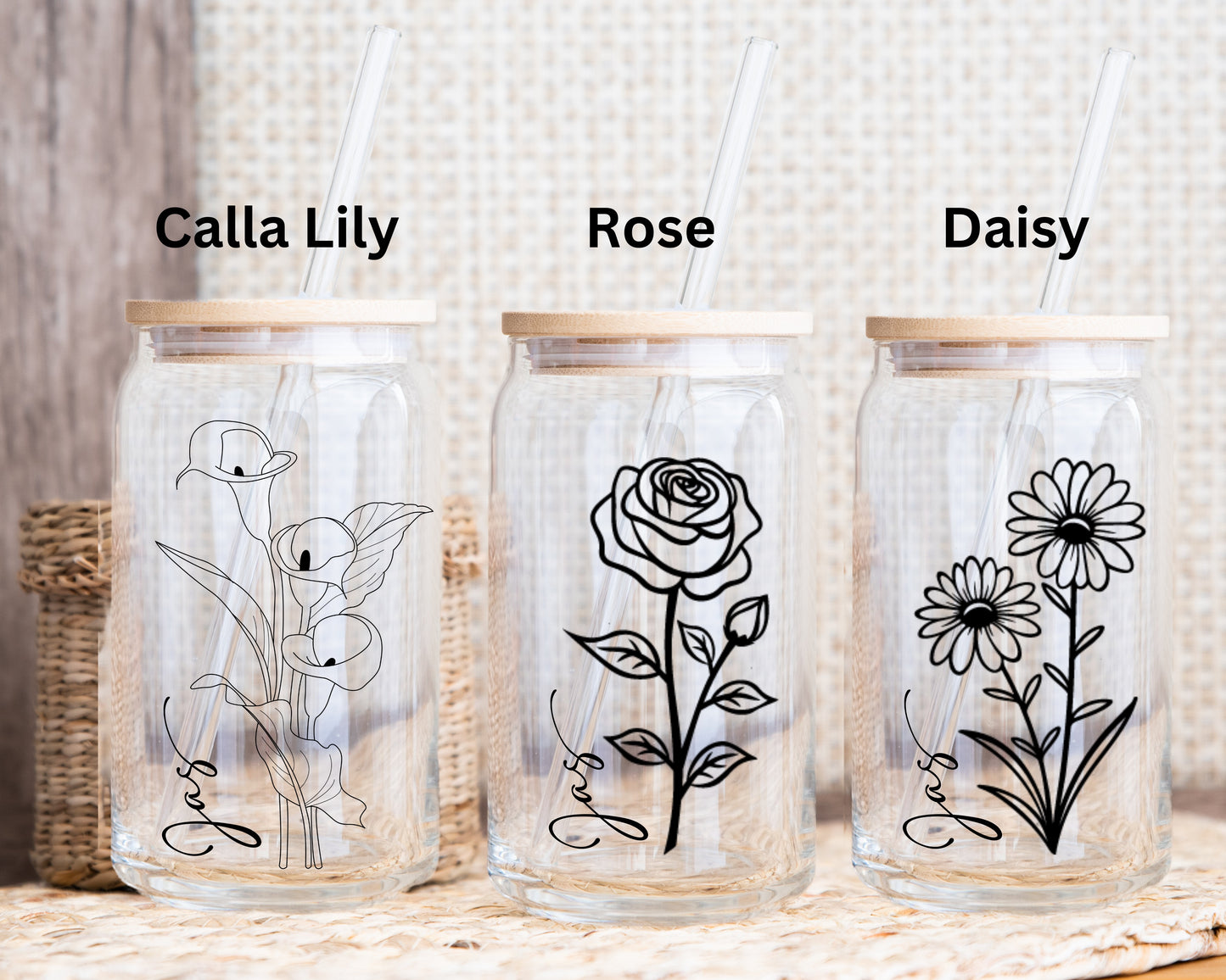 Floral Design - Transparent Glass Cup